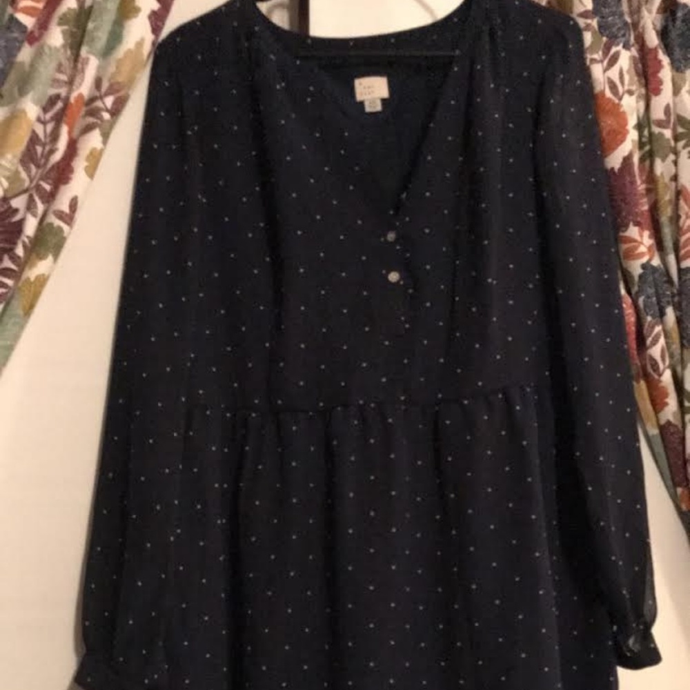 blue white polka dotted plus size dress